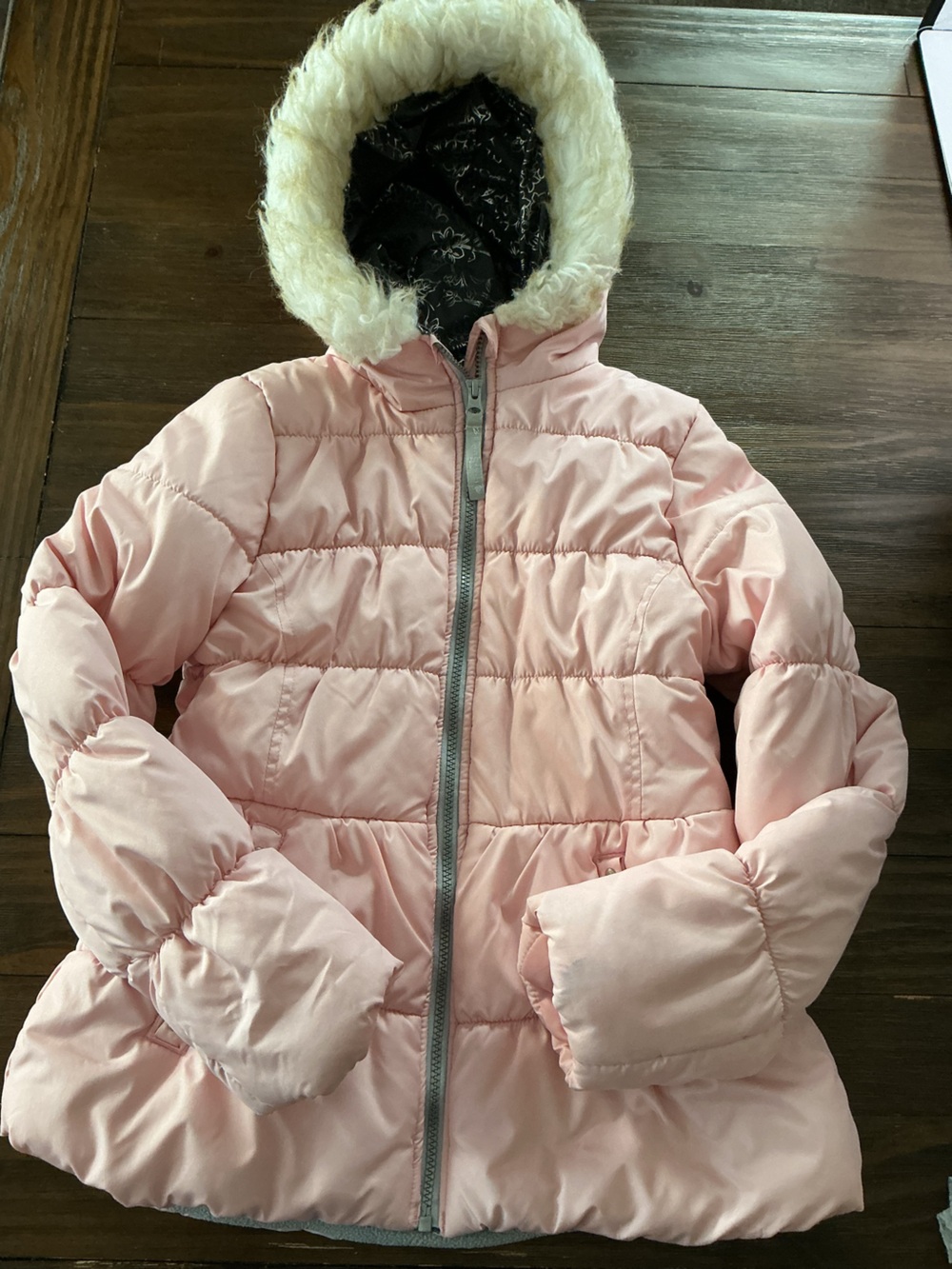 Jessica Simpson Pink Girls Winter Coat with Faux Fur Trim